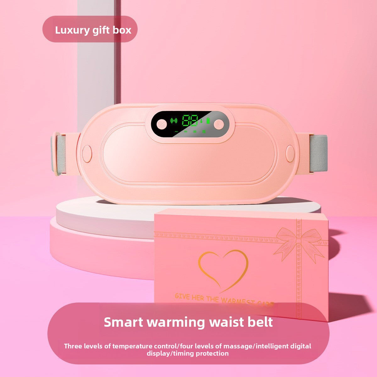 Heating Massage Belt with Vibration and Digital Display