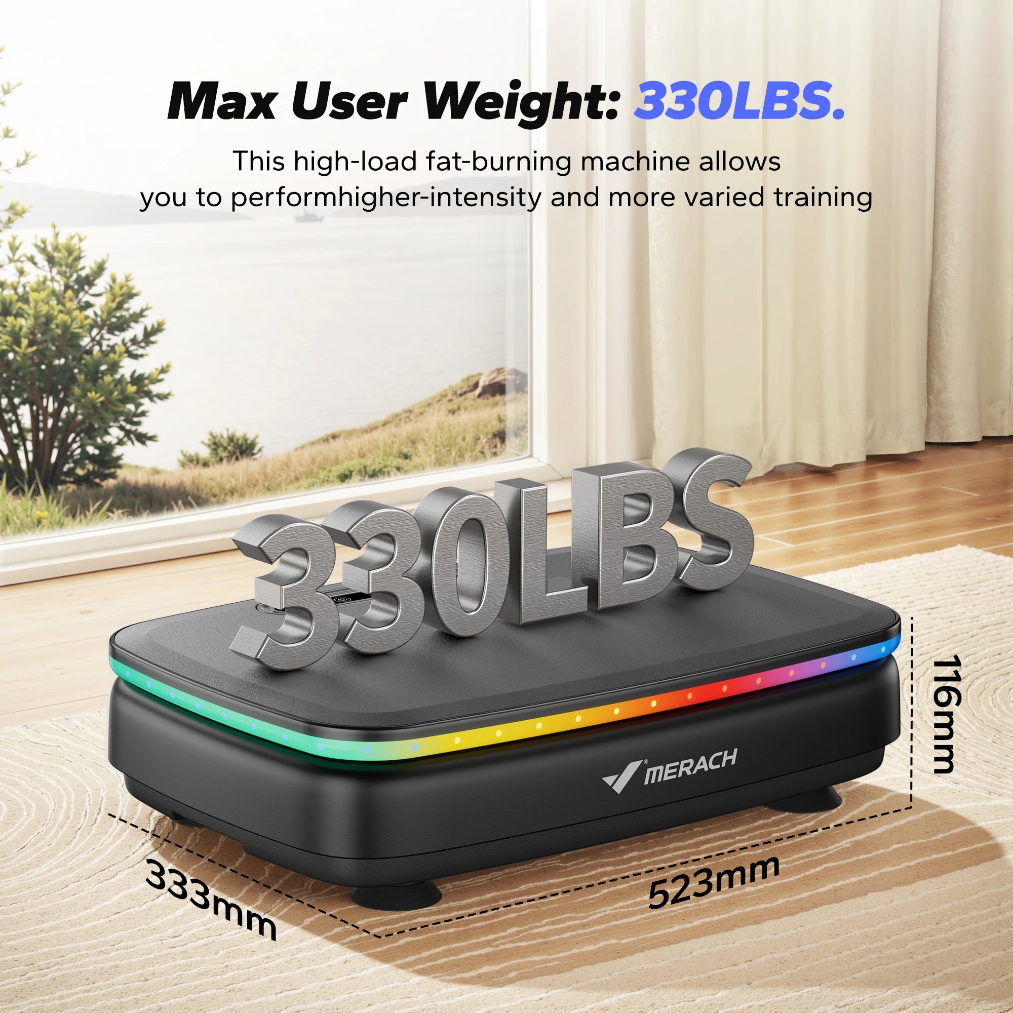 MERACH Vibration Plate Exercise Machine with Light Whole Body Workout Power Vibrate Platform Vibration Plate Lymphatic Drainage
