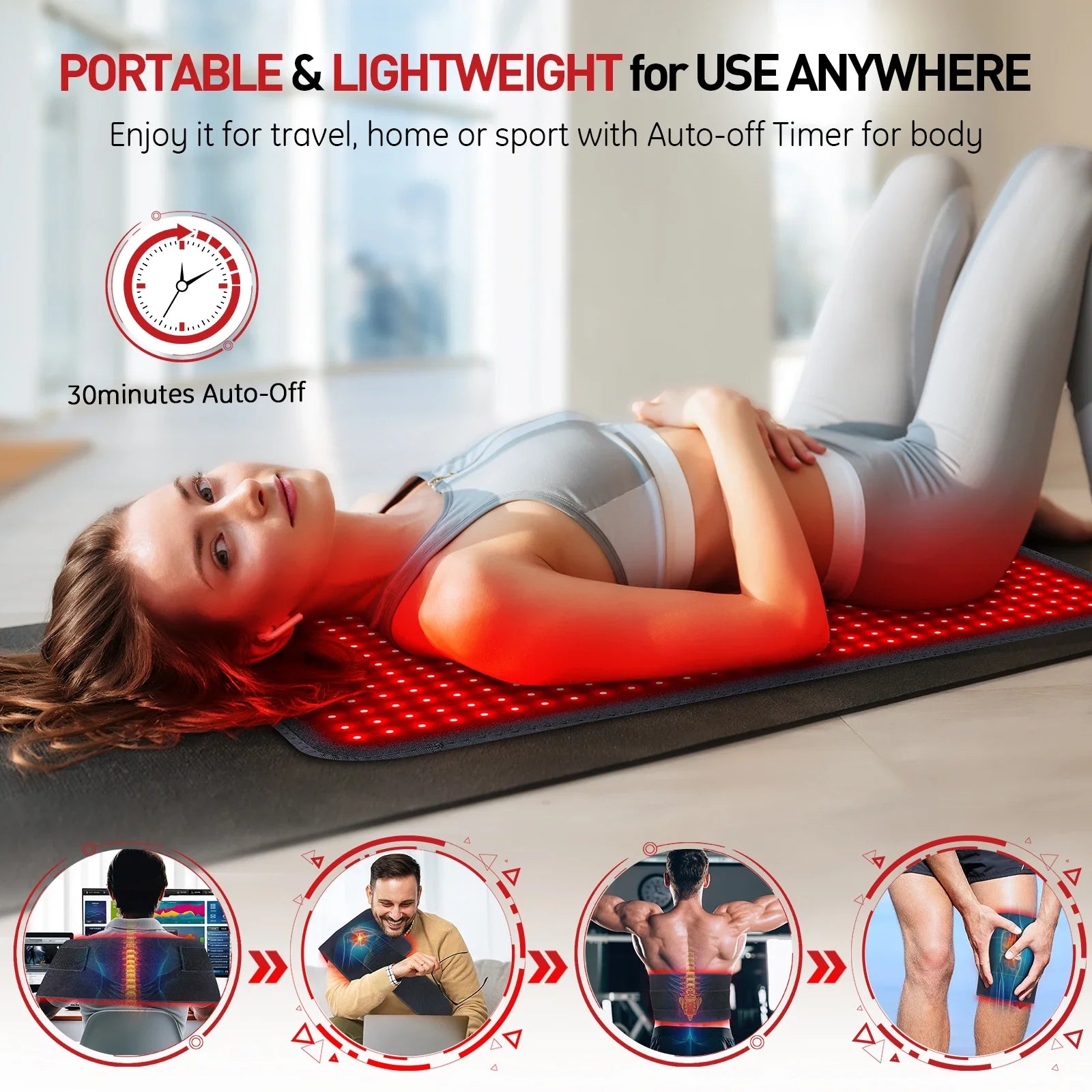 Updated Red Light Therapy Heating Pad Waist Back Shoulder Muscle Pain Relief Relax Infrared Light For Body Device Cushion 850nm