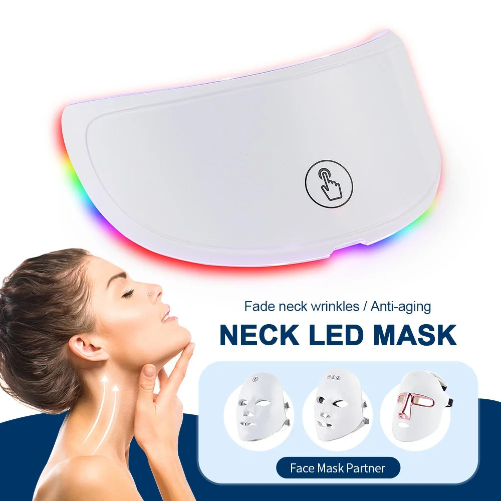 Neck LED Mask 7 Colors Photon Anti-Wrinkle Skin Brightening Neck Beauty Mask Skin Tightening Neck Wrinkle Remover Skin Care