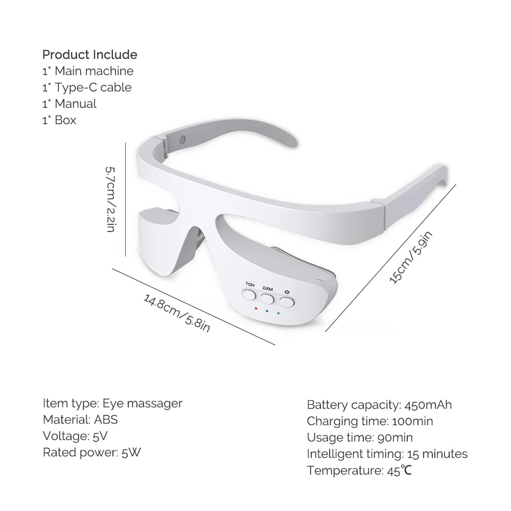 Red Light Eye Massager | 3-Gear Heat & Vibration, Wireless