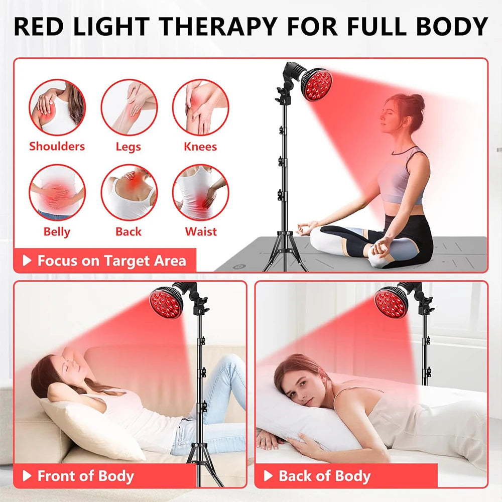 Red Light Therapy Lamp | 18 LED Bulb, Adjustable Tripod Stand