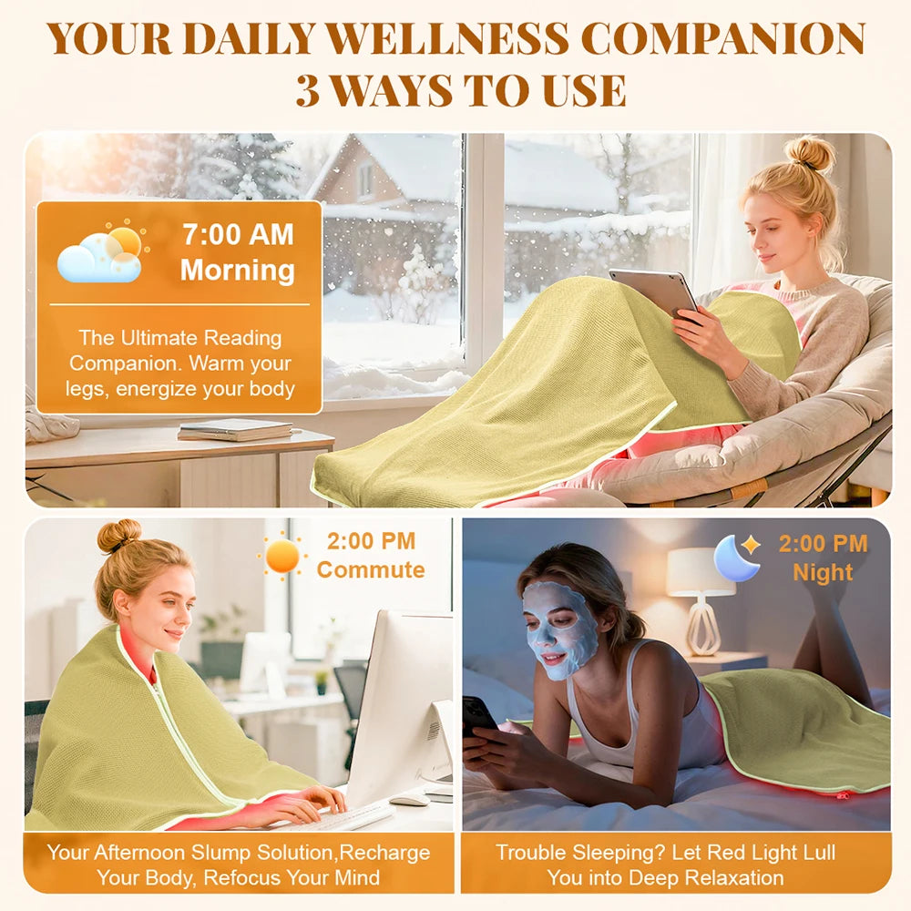 Red Light Therapy Shawl | 420 LED Heated Wrap & Blanket, 2-in-1