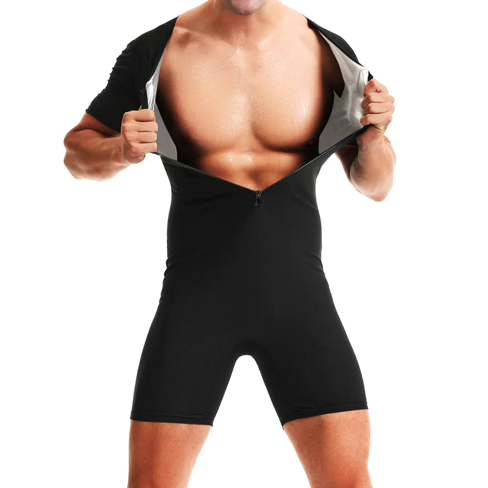 Men Sauna Suits Hot Sweating Jumpsuits Waist Trainer Weight Loss for Fitness Gym Exercise Training Wear Fat Burning Bodysuits