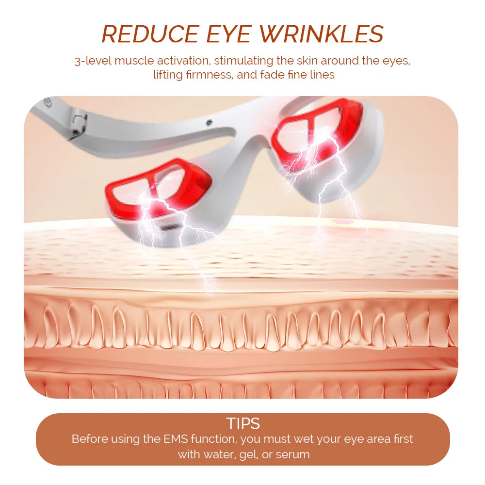 Red Light Eye Massager | 3-Gear Heat & Vibration, Wireless
