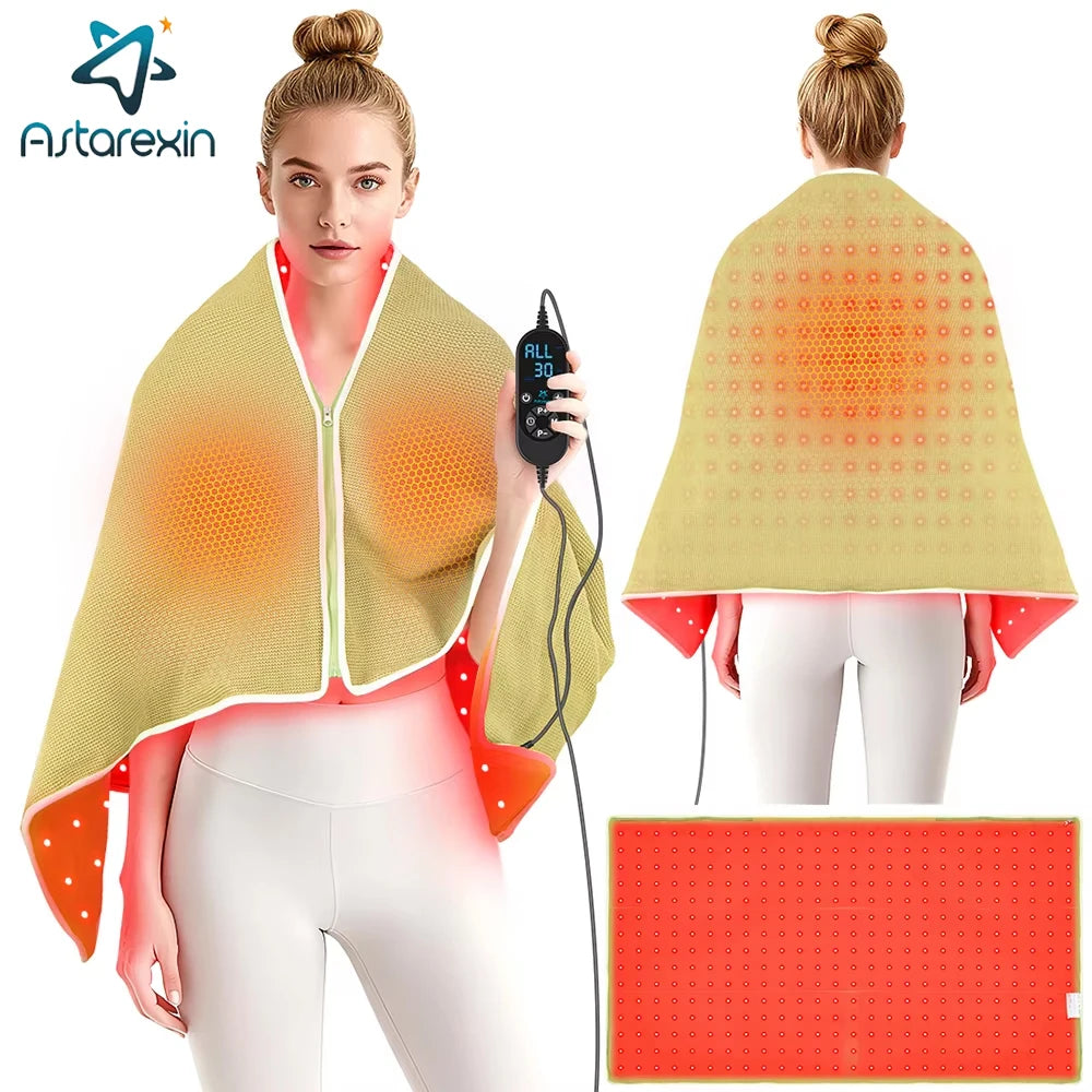 Red Light Therapy Shawl | 420 LED Heated Wrap & Blanket, 2-in-1