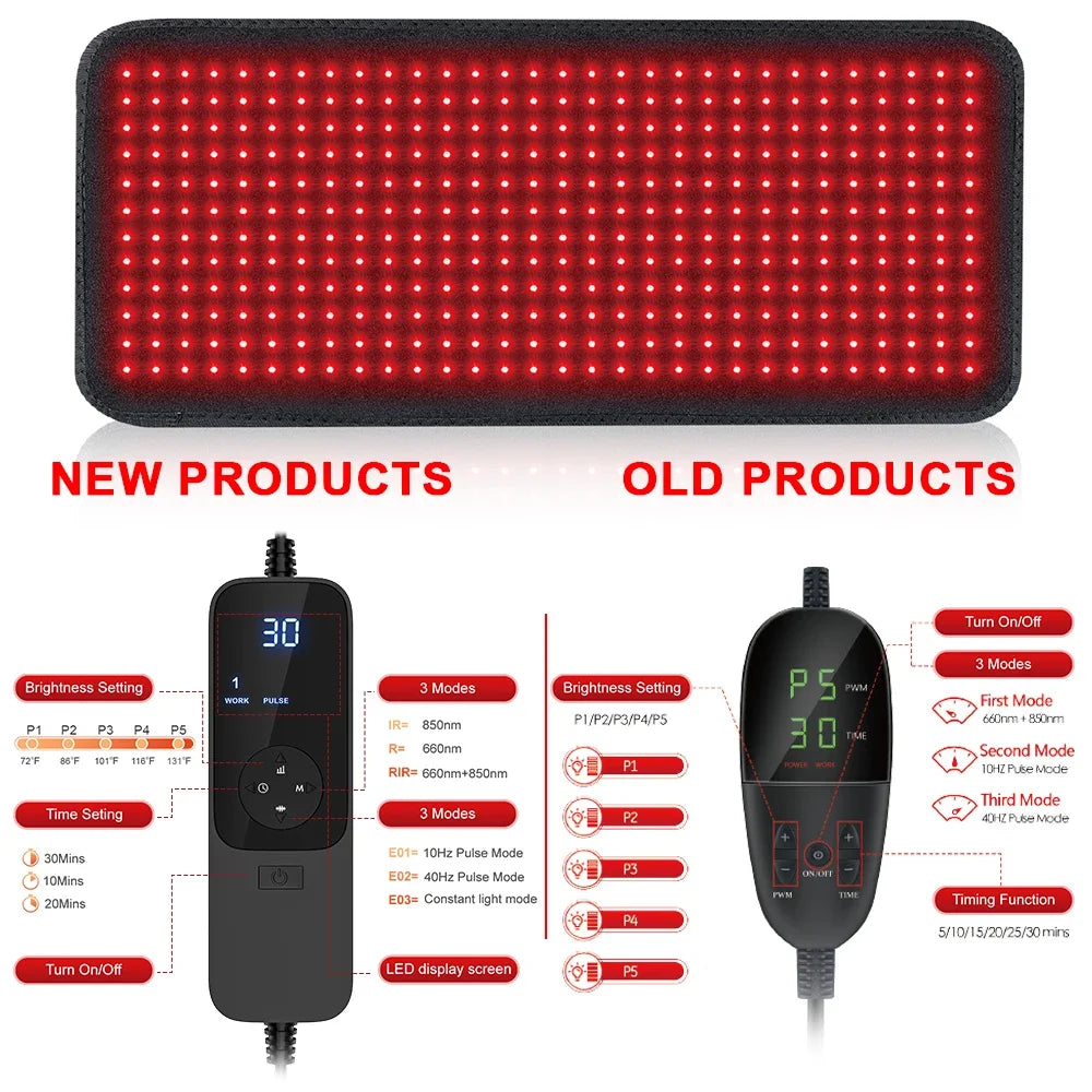 Updated Red Light Therapy Heating Pad Waist Back Shoulder Muscle Pain Relief Relax Infrared Light For Body Device Cushion 850nm