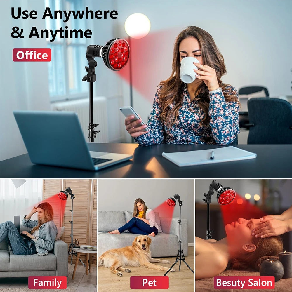 Red Light Therapy Lamp | 18 LED Bulb, Adjustable Tripod Stand