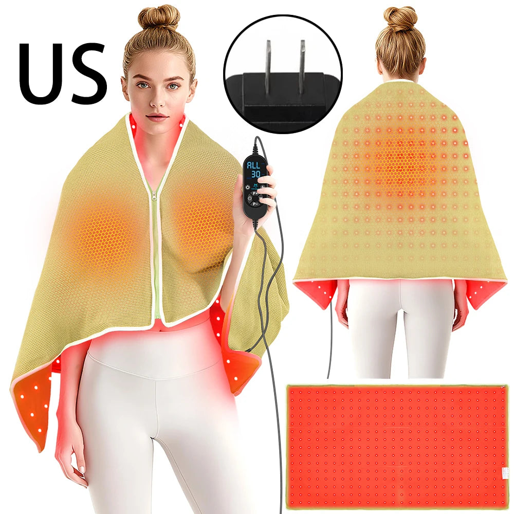 Red Light Therapy Shawl | 420 LED Heated Wrap & Blanket, 2-in-1