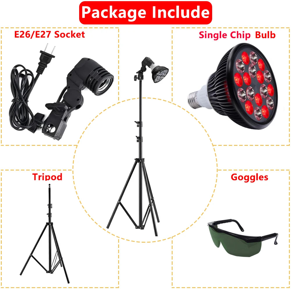 Red Light Therapy Lamp | 18 LED Bulb, Adjustable Tripod Stand