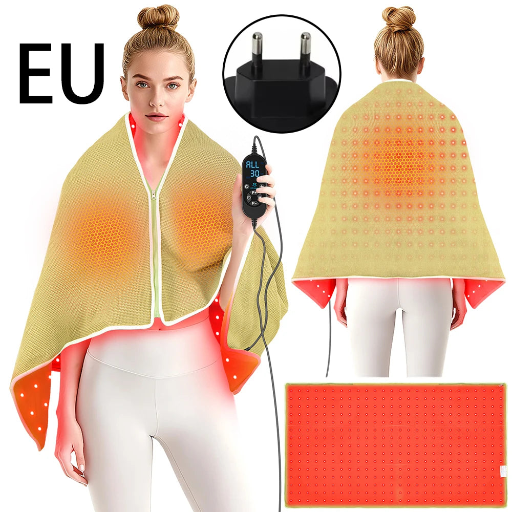 Red Light Therapy Shawl | 420 LED Heated Wrap & Blanket, 2-in-1