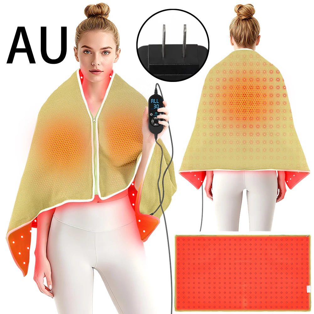 Red Light Therapy Shawl | 420 LED Heated Wrap & Blanket, 2-in-1