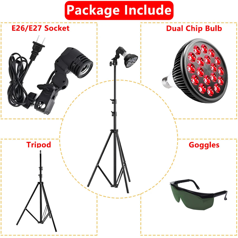 Red Light Therapy Lamp | 18 LED Bulb, Adjustable Tripod Stand