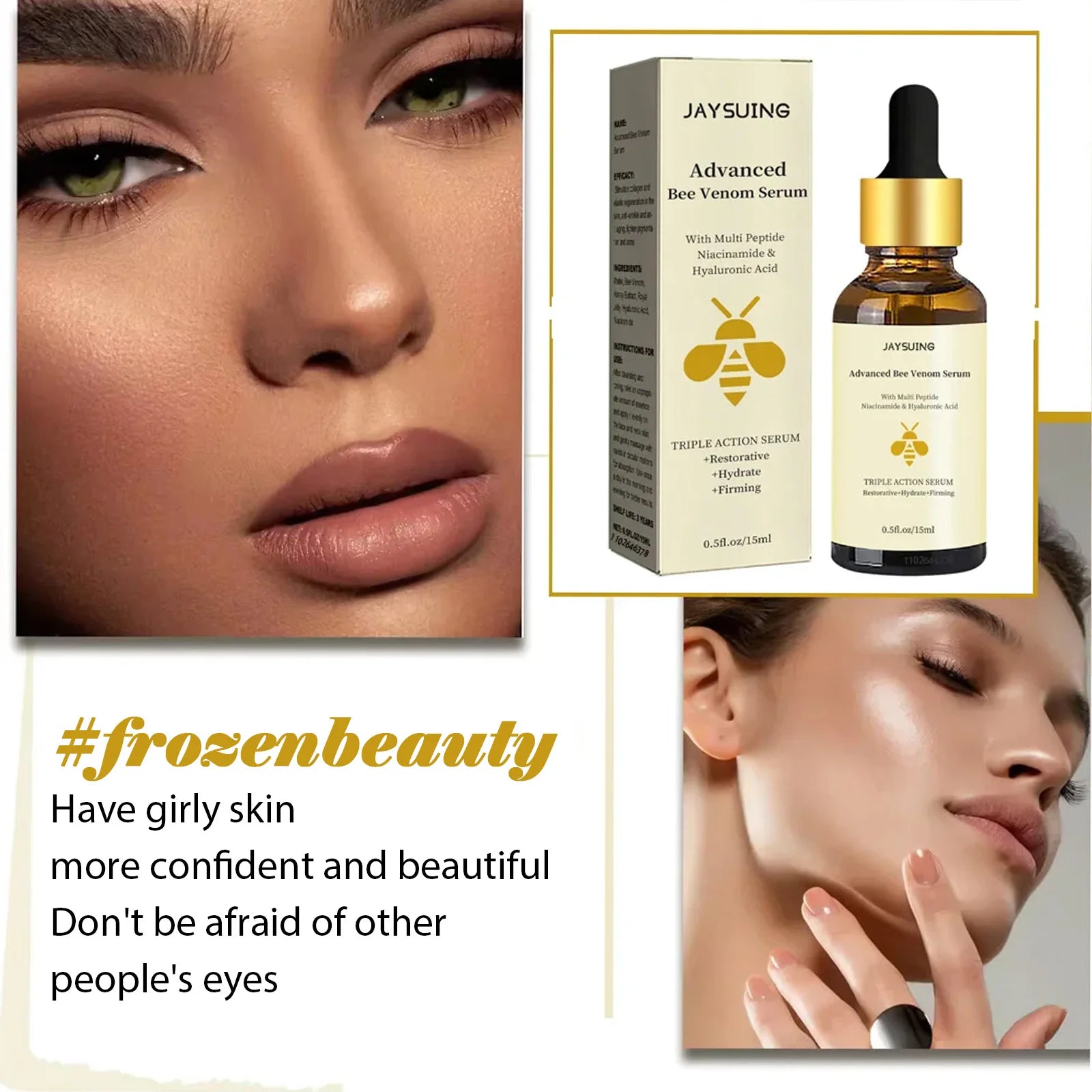 Jaysuing Bee Venom Serum Tighten Lightens Fine Lines Repair Dullness Moisturizing Firming Facial Skin Essence Brightening Skin
