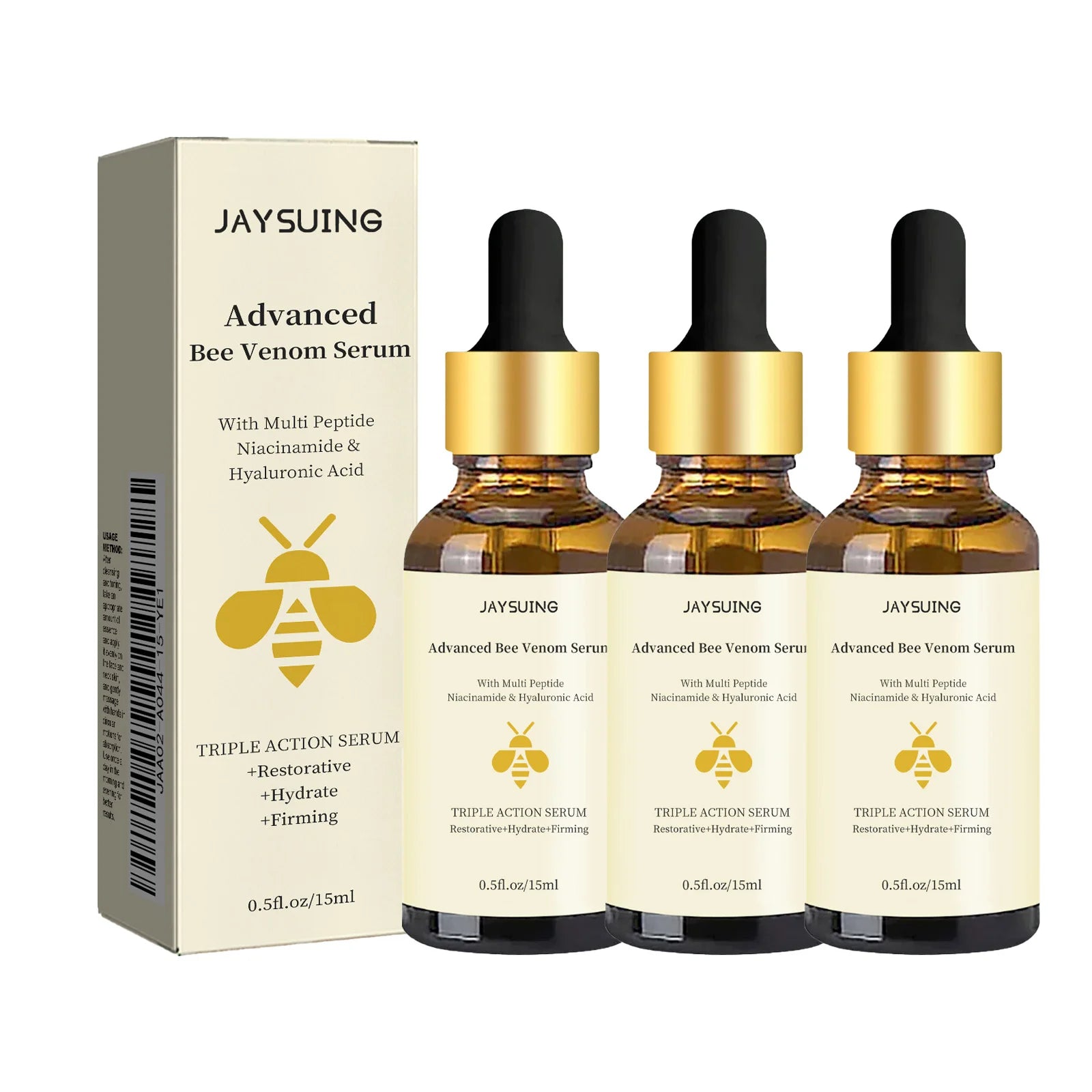 Jaysuing Bee Venom Serum Tighten Lightens Fine Lines Repair Dullness Moisturizing Firming Facial Skin Essence Brightening Skin