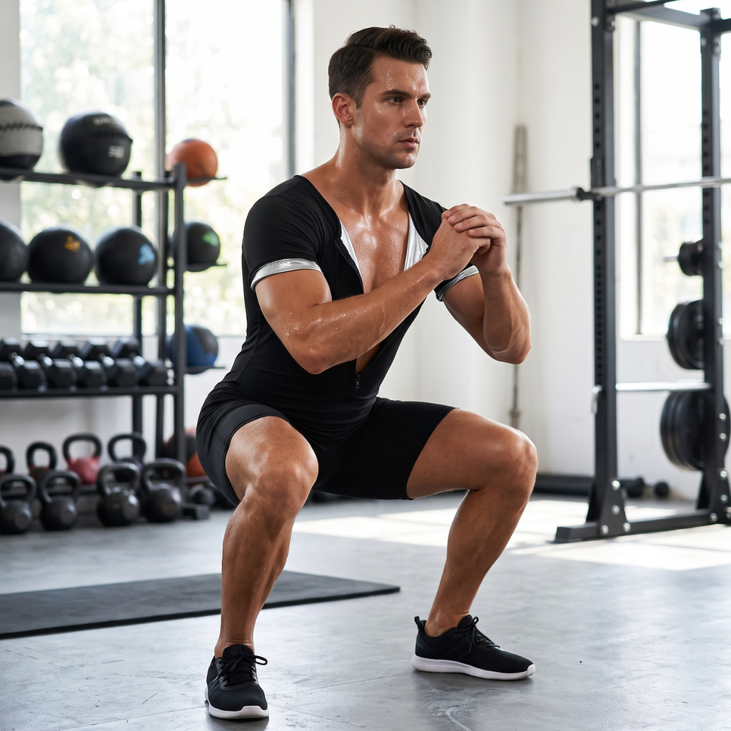 Men's Sauna Compression Suit Sweat Workout Bodysuit