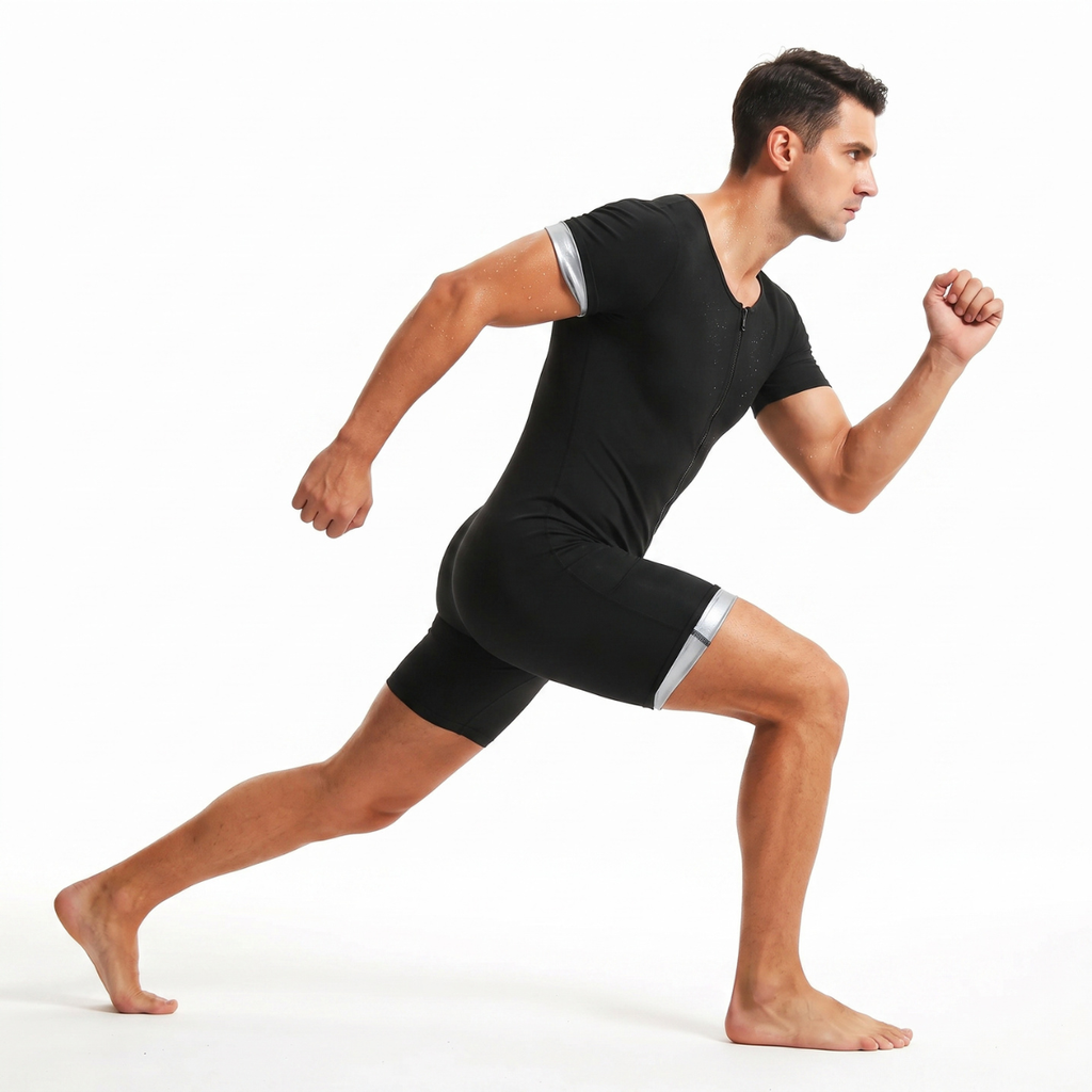Men's Sauna Compression Suit Sweat Workout Bodysuit